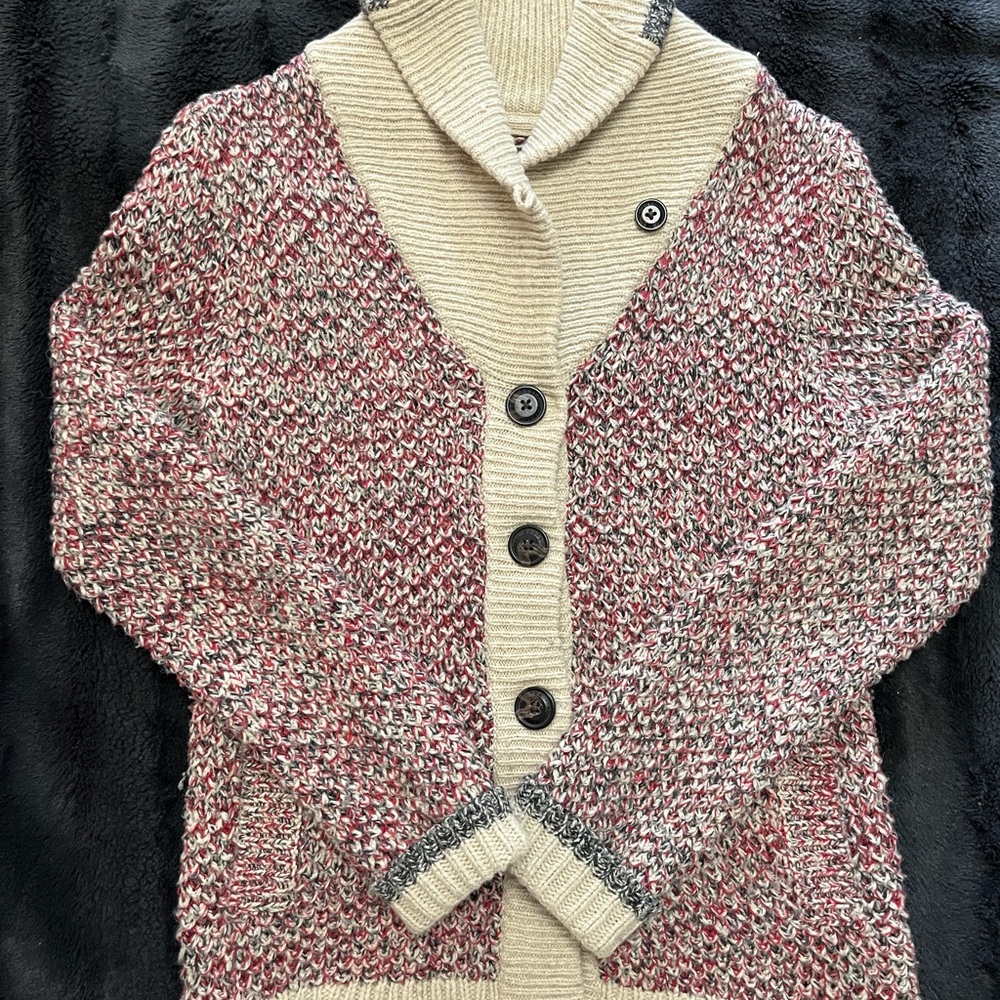 Roots Cabin Wool Blend Cardigan Sweater Shawl Collar Size XS